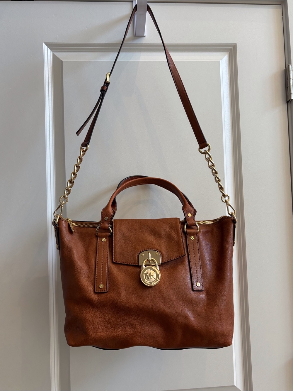 Michael Kors Cognac Leather Hamilton Satchel